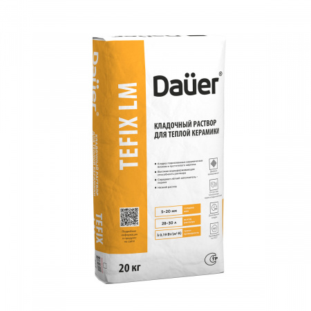 Теплоизоляционный кладочный раствор для теплой керамики Dauer TEFIX LM 20 кг Зима